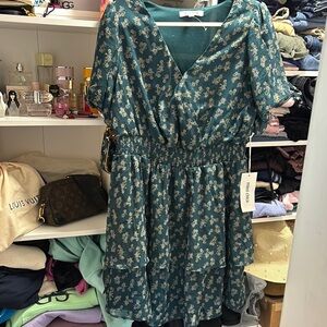 Teal Floral Midi Dress